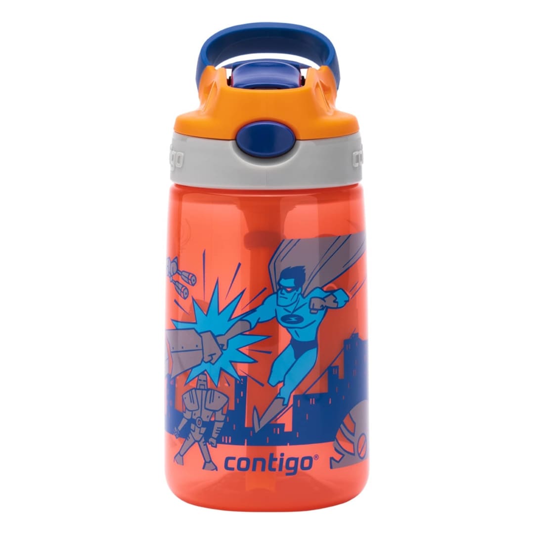 Contigo® Gizmo Flip AUTOSPOUT® Kids Water Bottle with Flip Straw, BPA-Free, 414ml., Necturine with Superhero