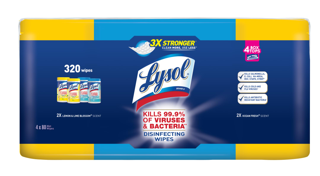 LYSOL® Disinfecting Wipes - (2 Lemon+2 Ocean) 3/(4x80) ct.