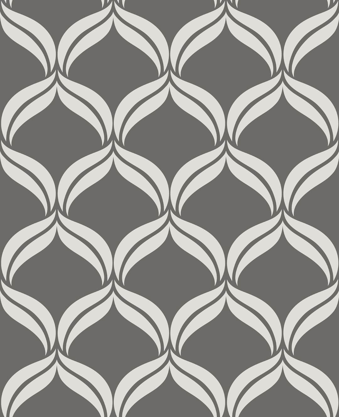Petals Grey Ogee Wallpaper