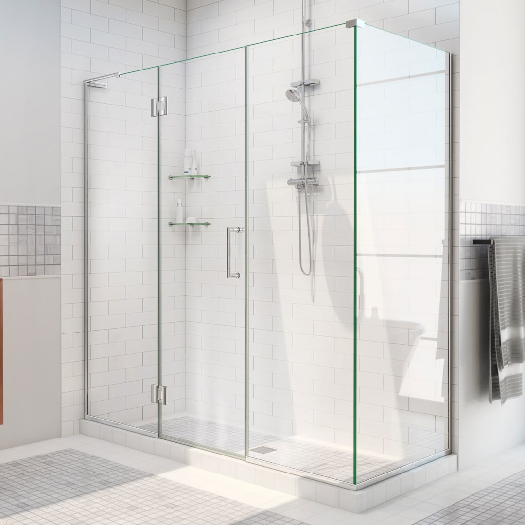 DreamLine Unidoor-X 51 1/2 inch W x 34 3/8 inch D x 72 inch H Frameless Hinged Shower Enclosure in Chrome