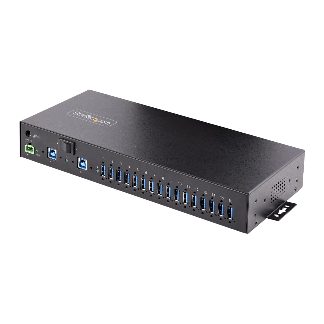 16 Port Industrial USB 3 0 Two Host Hub Switch 5Gbps w  160W