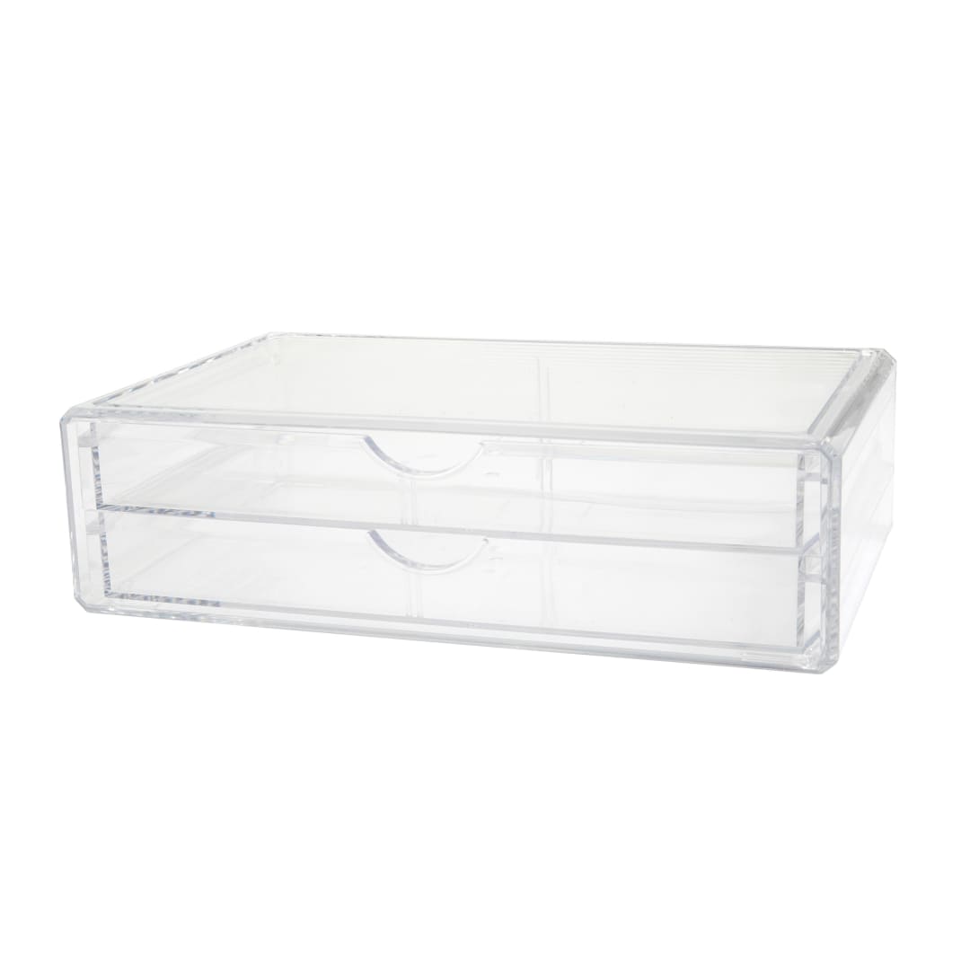 Brody Plastic Stackable Office Desktop Organizer Box with 2 Drawers, 12.75" x 7.75"