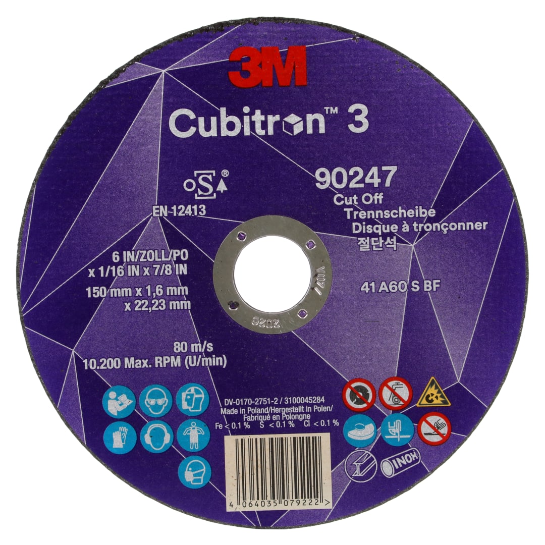 3M™ Cubitron™ 3 Kesme Taşı, 90247, 60+, T41, 150 mm x 1.6 mm x 22.23mm