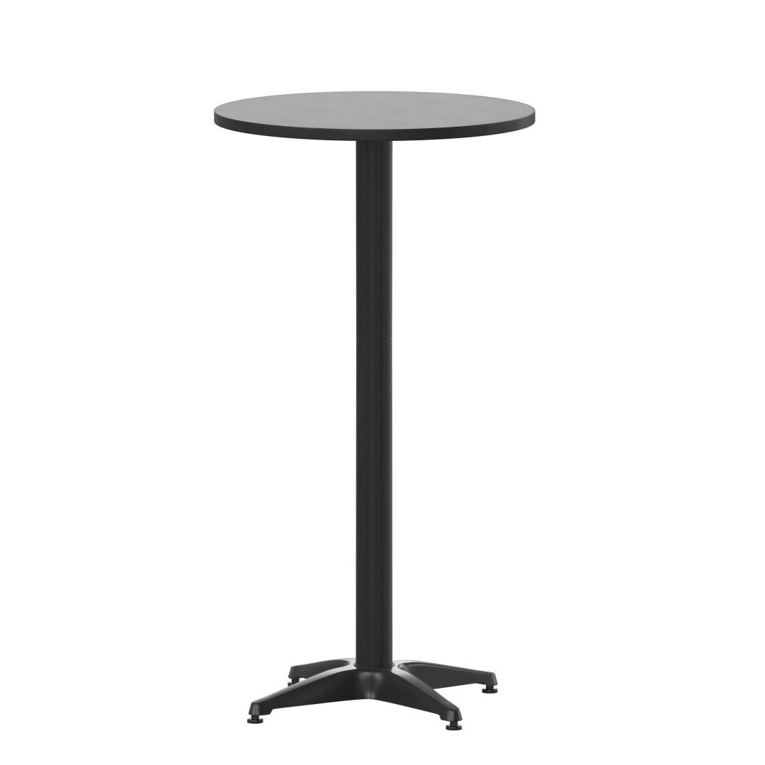 Mellie 23.25" Black Round Metal Indoor-Outdoor Bar Height Table with Flip-Up Table