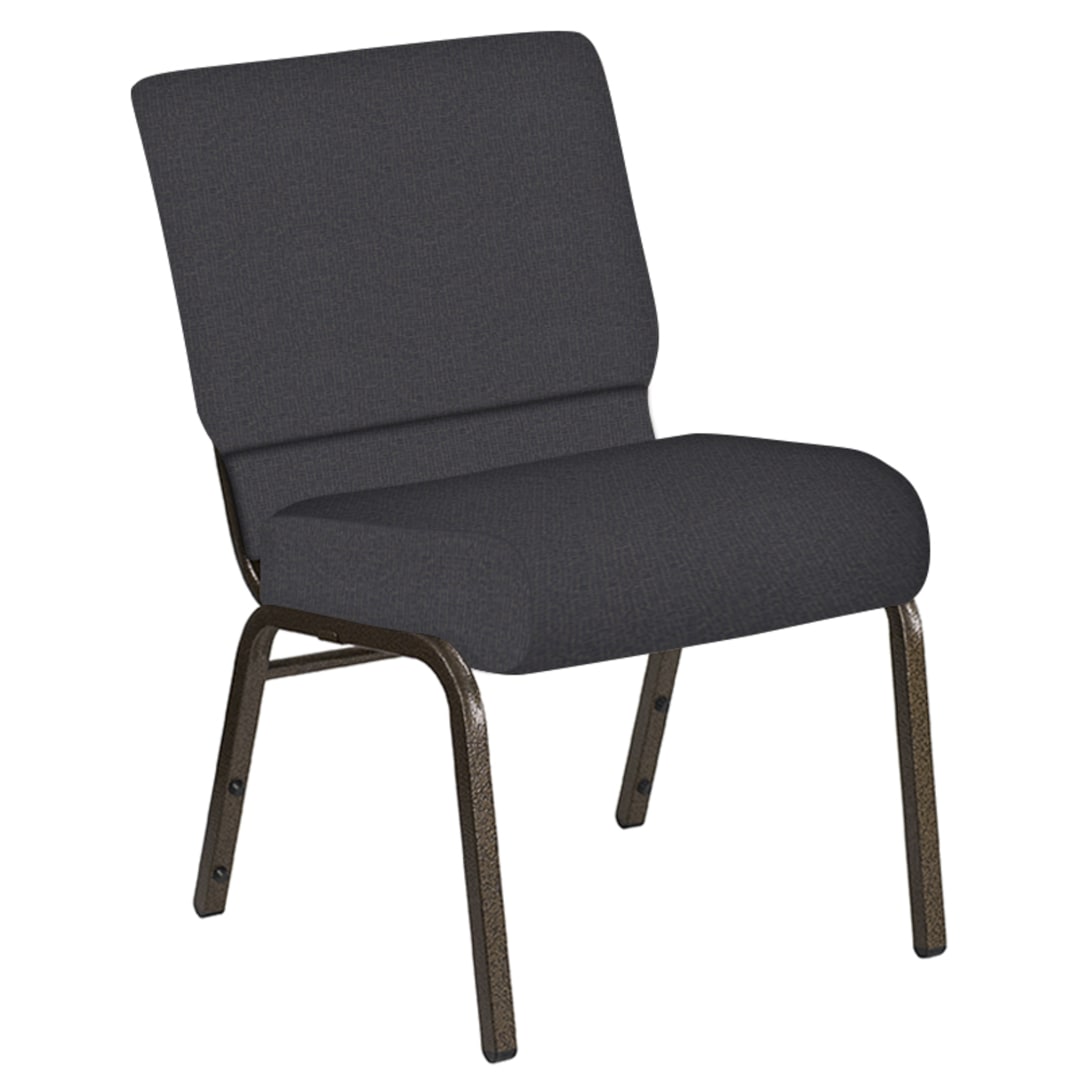 Embroidered 21''W Church Chair in Cobblestone Sky Fabric - Gold Vein Frame