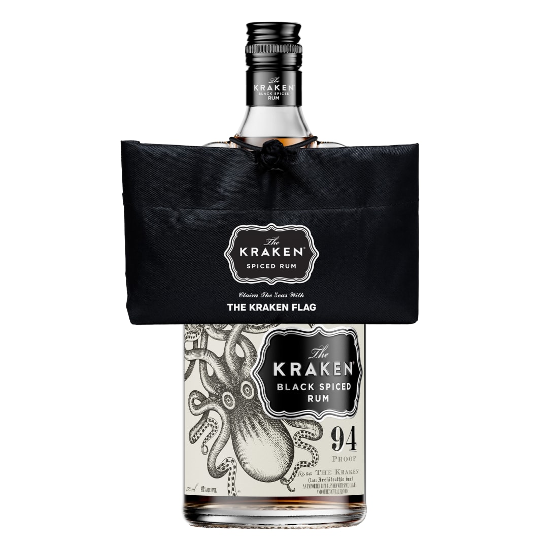 Kraken Rum Black Spiced Rum 94 Proof with Flag