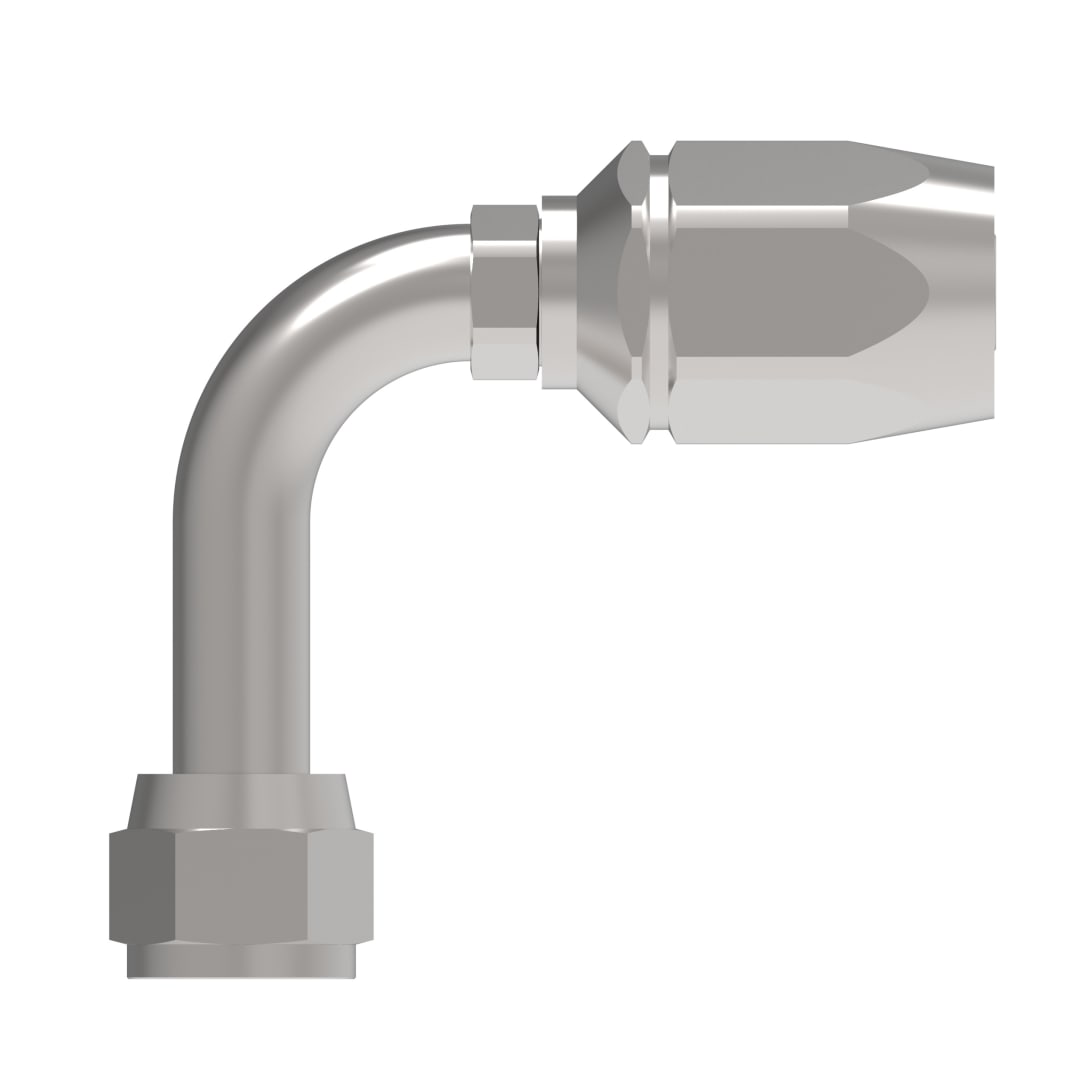 Aeroquip 1/4 FJIC 90d Lng X 1/4 Hse, R2 Rusbl Ttc