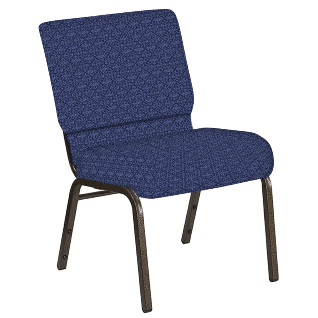 21''W Church Chair in Abbey Navy Fabric - Gold Vein Frame