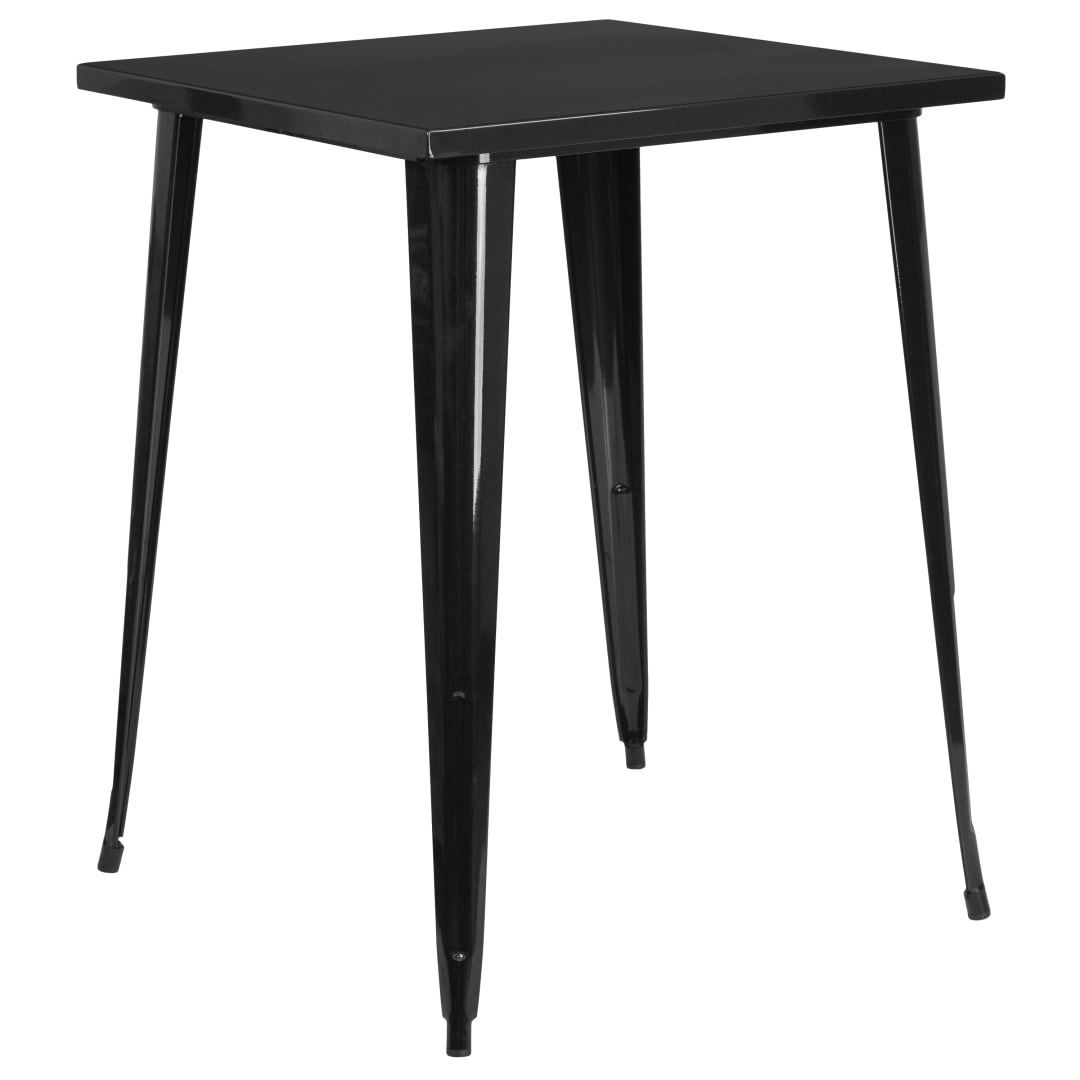 Nolan Commercial Grade 31.5" Square Black Metal Indoor-Outdoor Bar Height Table