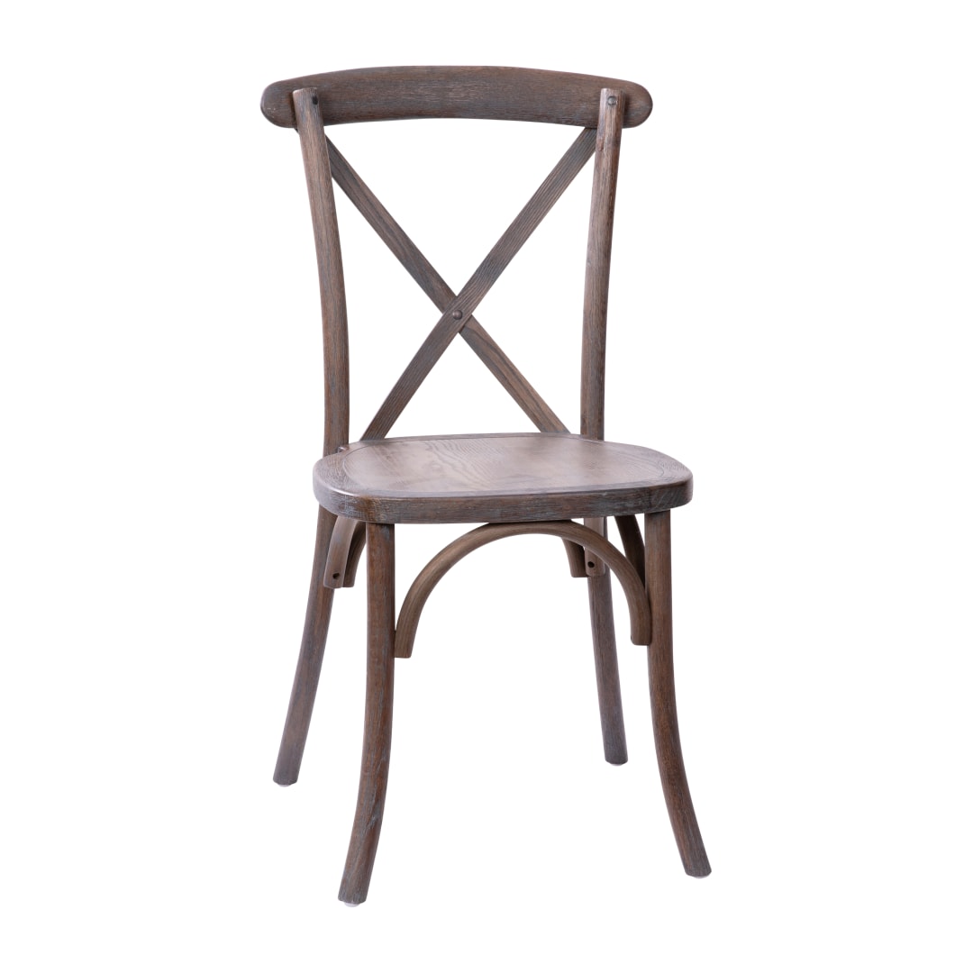 2-Pack Hand Stained Gray Wash Dark Driftwood X-Back Chair