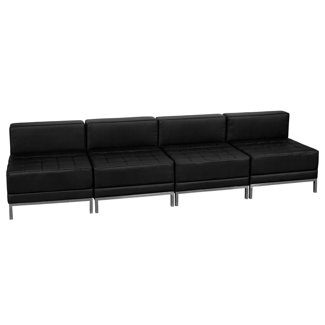HERCULES Imagination Series Black LeatherSoft Lounge Set with Ganging Clips, 4 Pieces