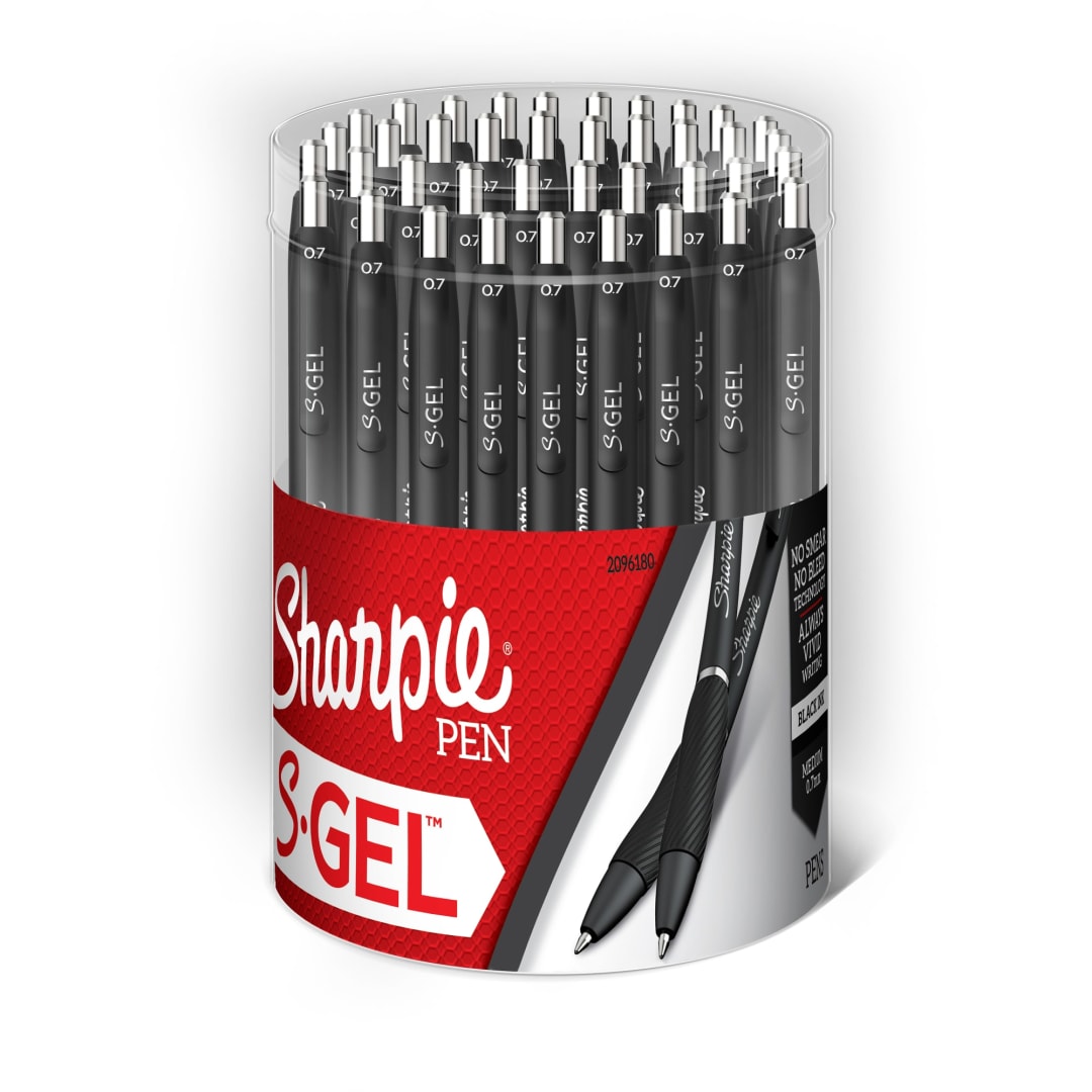 Sharpie® S-Gel, Gel Pens, Medium Point (0.7mm), Black Ink Gel Pen, With Cannister, 36 Count