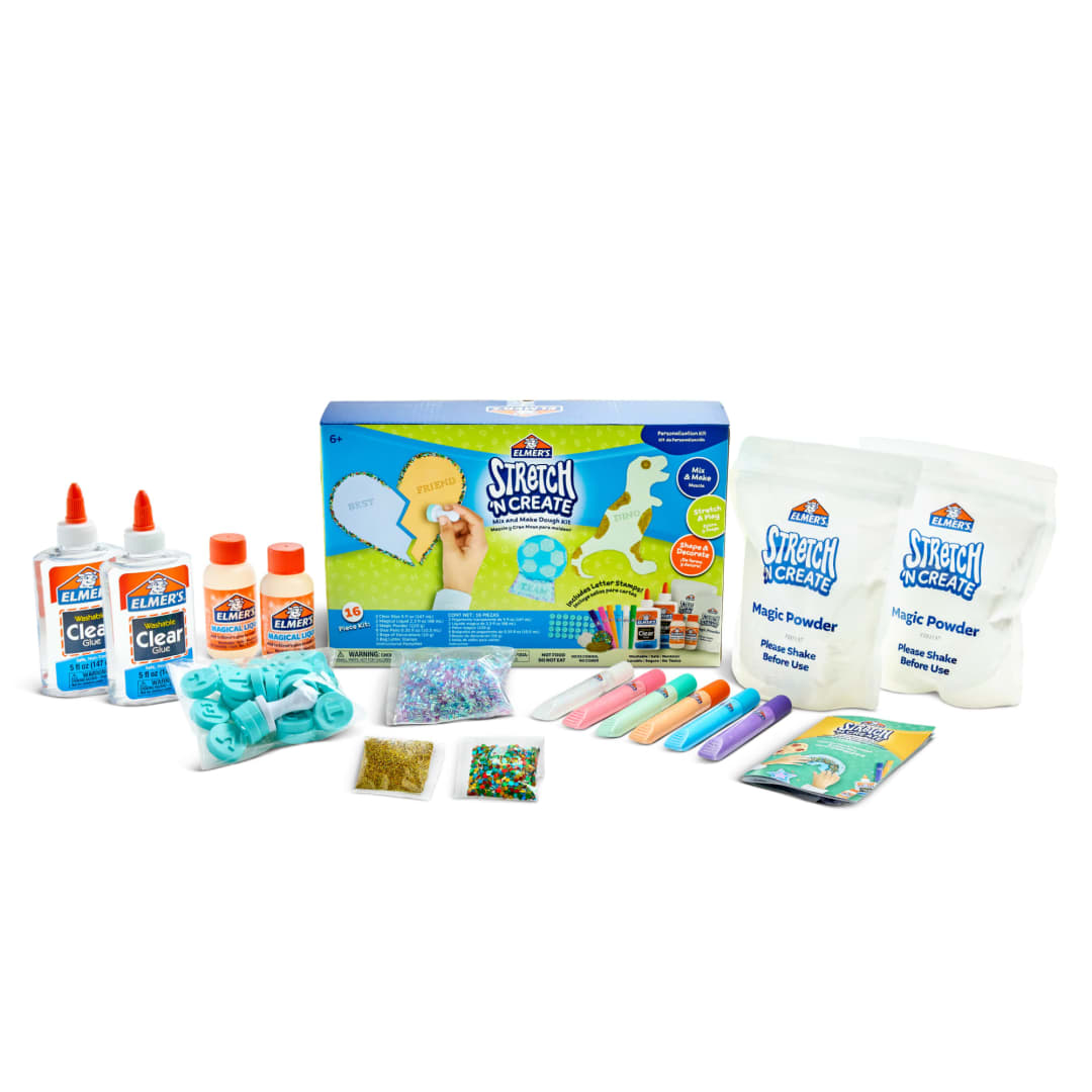 Elmer’s Stretch 'N Create Dough Kit, 3 Ways to Play, Personalization Kit, 16 Piece Kit
