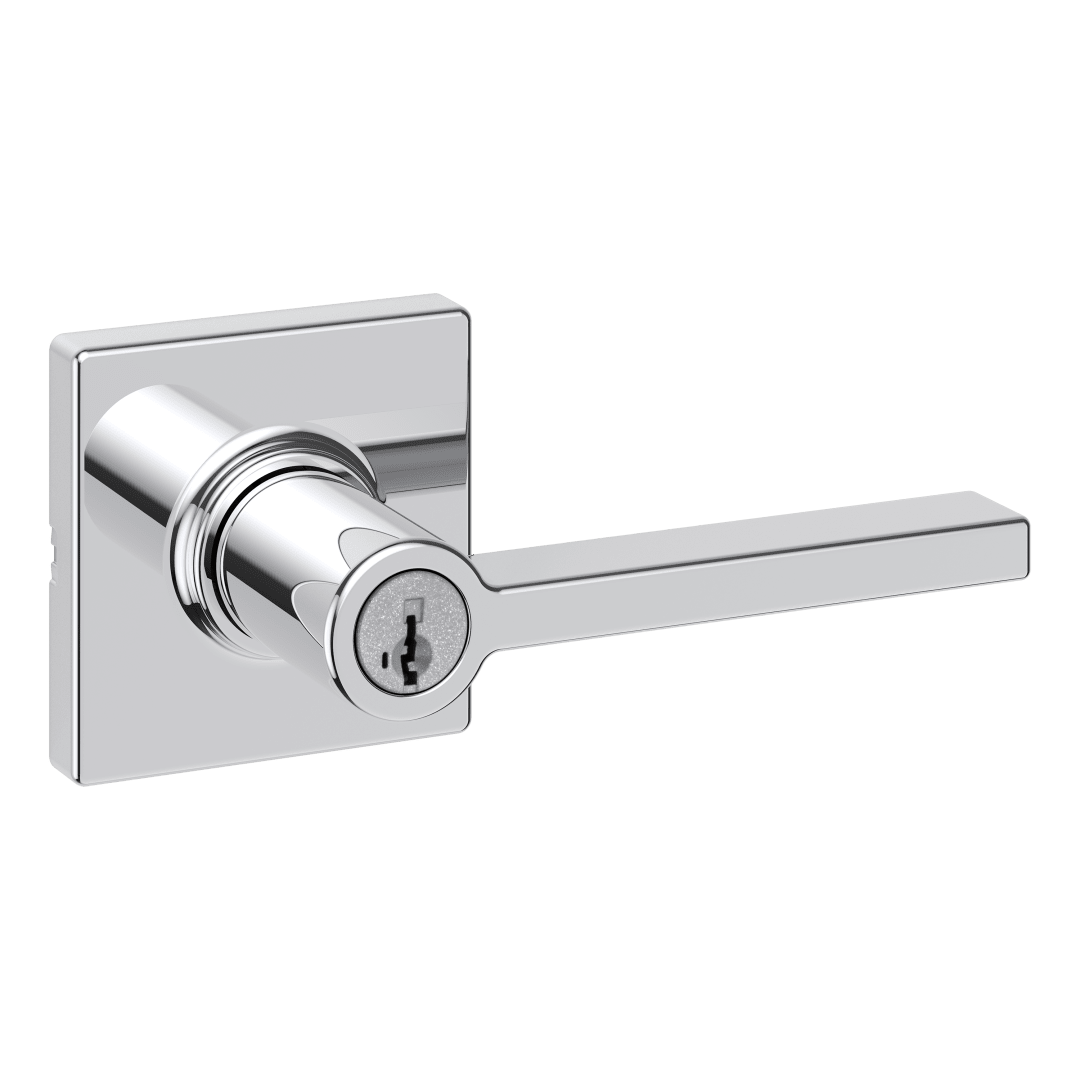 Casey Keyed Entry Lever in Polished Chrome featuring SmartKey Security