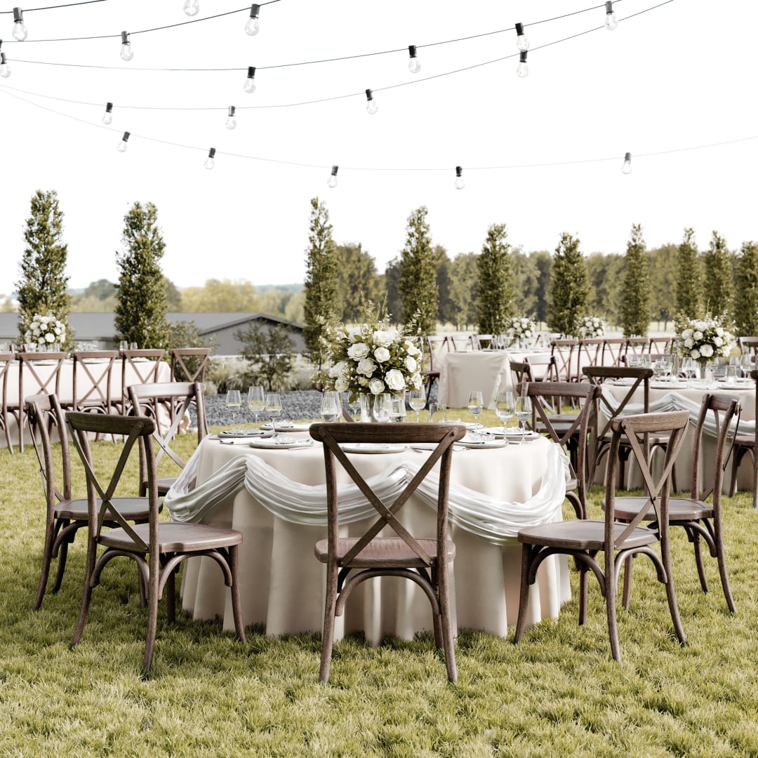 HERCULES 2 Pack Commercial Dark Brown Indoor/Outdoor Wood Look Stackable Resin Cross Back Chair