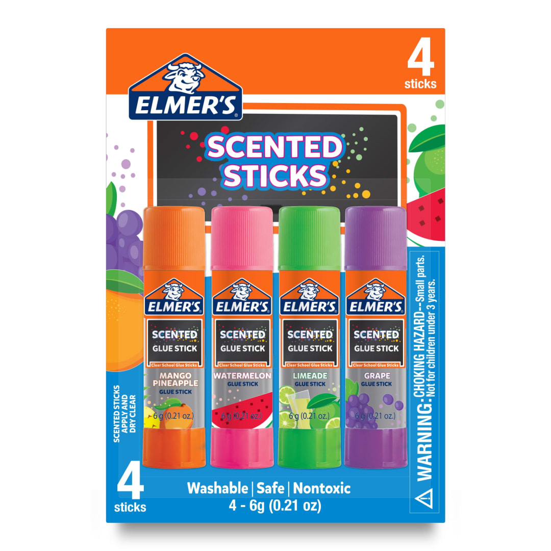 Elmer’s Tropical Scented Glue Sticks, Safe, Nontoxic School Glue, 4 Count (6g each)