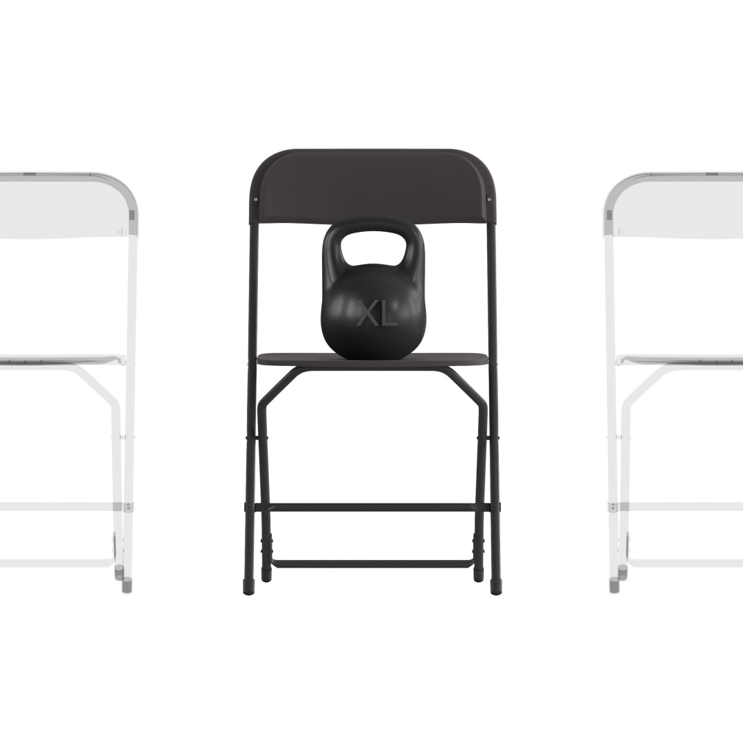 Hercules Big and Tall Commercial Folding Chair - Extra Wide 650LB. Capacity - Durable Plastic - Black, 4-Pack