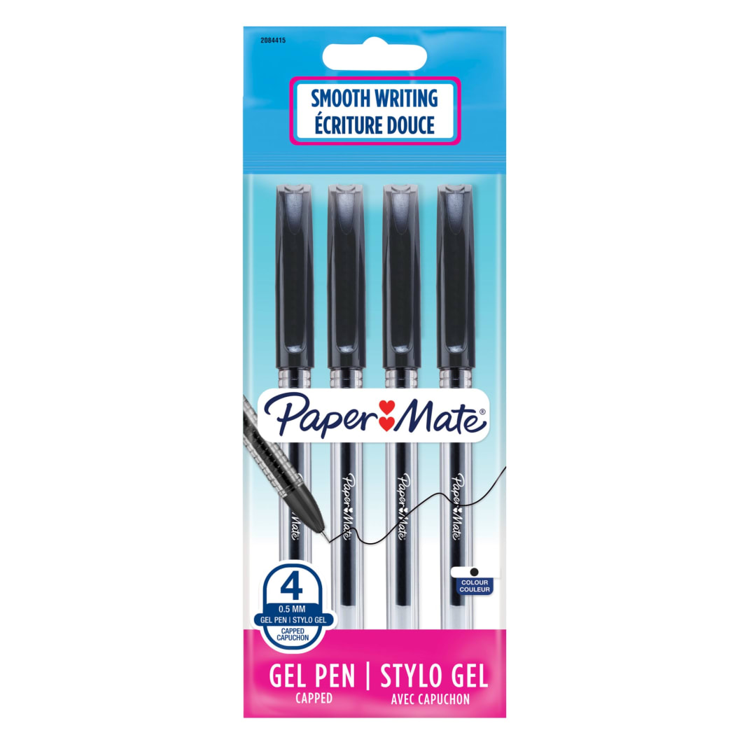 Paper Mate® Gel Pens | Smooth Needle Point (0.5mm) | Black | 4 Count