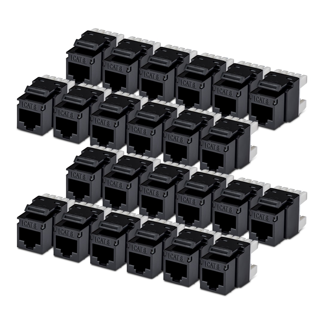 Cat6 5e UTP 180 Deg 110 Punchdown Keystone Black 24 pk