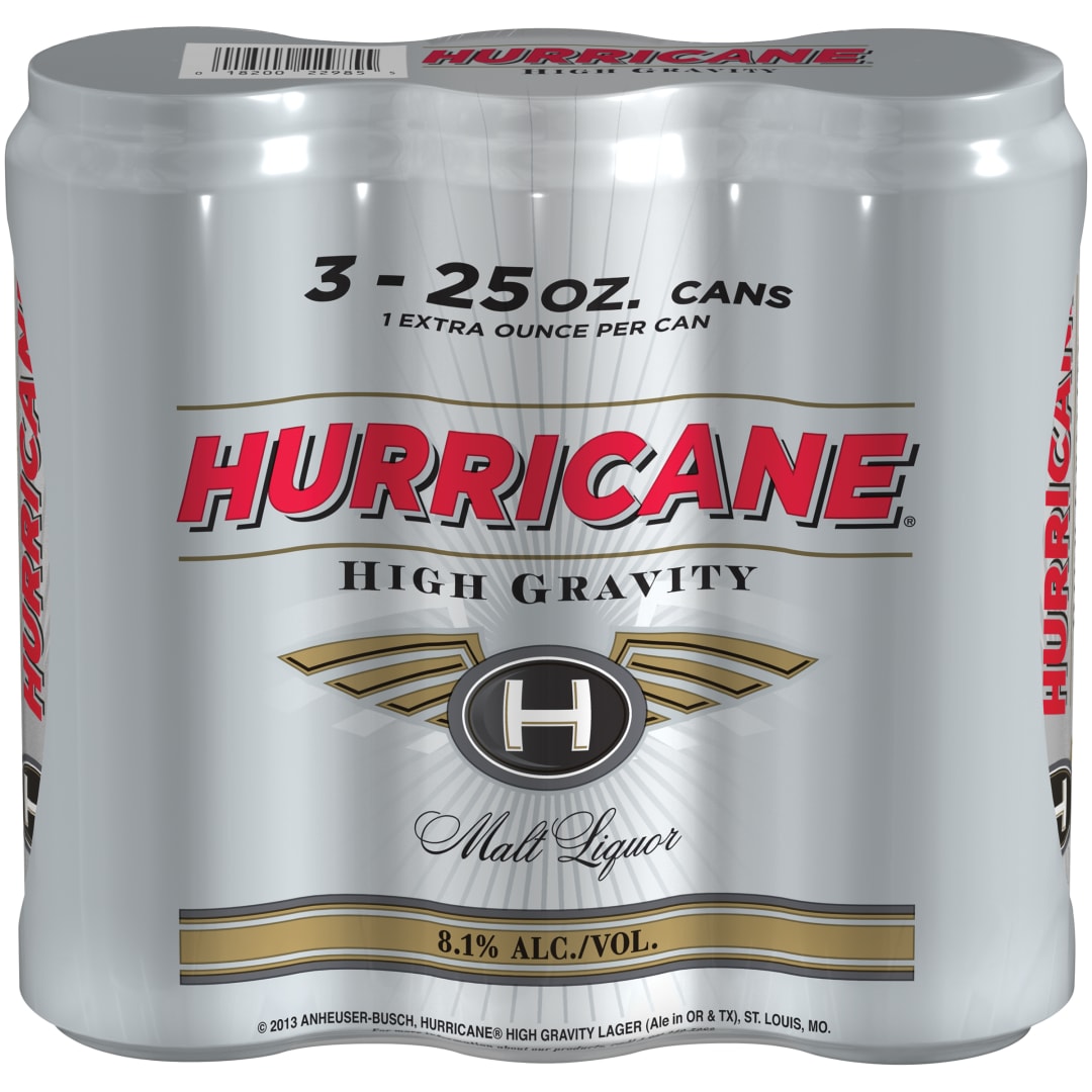Hurricane High Gravity Malt Liquor, 3 Pack, 25 fl oz Cans, 8.1% ABV