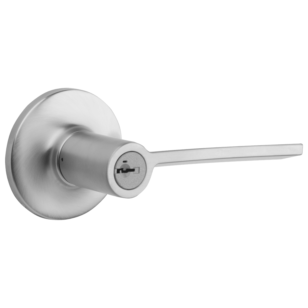 Palmina Right-Handed Keyed Entry UL Lever featuring SmartKey Security™ in Satin Chrome