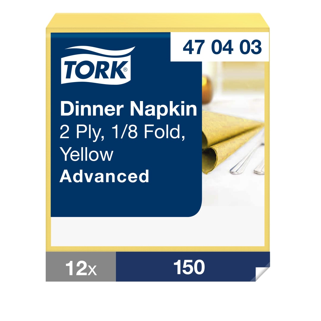 Tork Soft Yellow Dinner Napkin 1/8 Folded