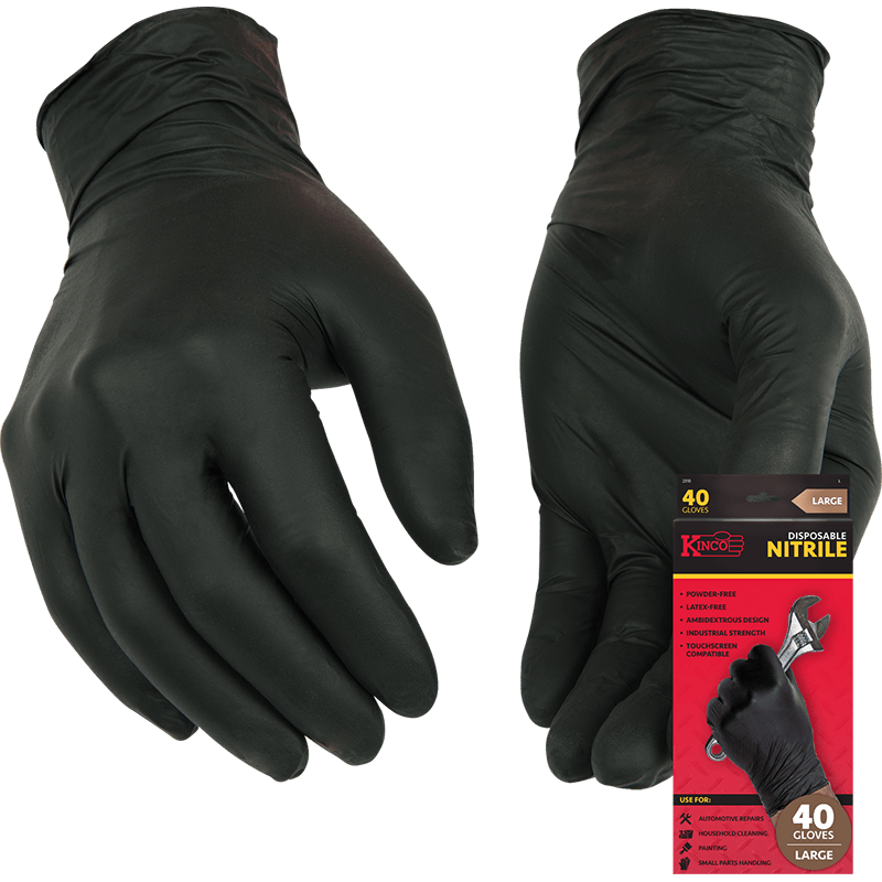 40-Glove Disposable Black Powder-Free Nitrile Multi-Pack