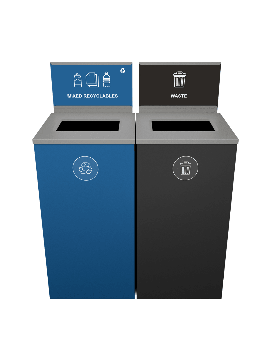 SPECTRUM - Double - Cube - Mixed Recyclables-Waste - Full-Full - Blue-Black