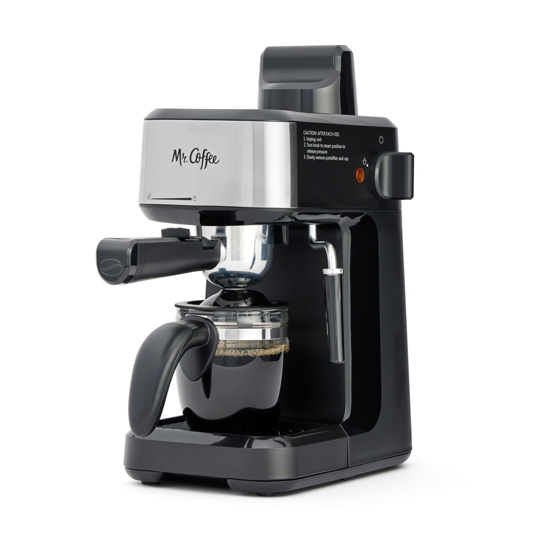 Mr. Coffee® 4-Shot Steam Espresso Machine, Cappuccino Maker, and Latte Maker with Glass Carafe