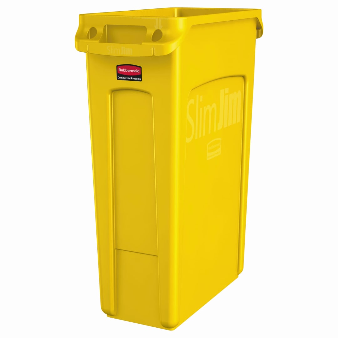 Rubbermaid Commercial Products SLIM JIM 23 GAL Vented Trash Can , Yellow