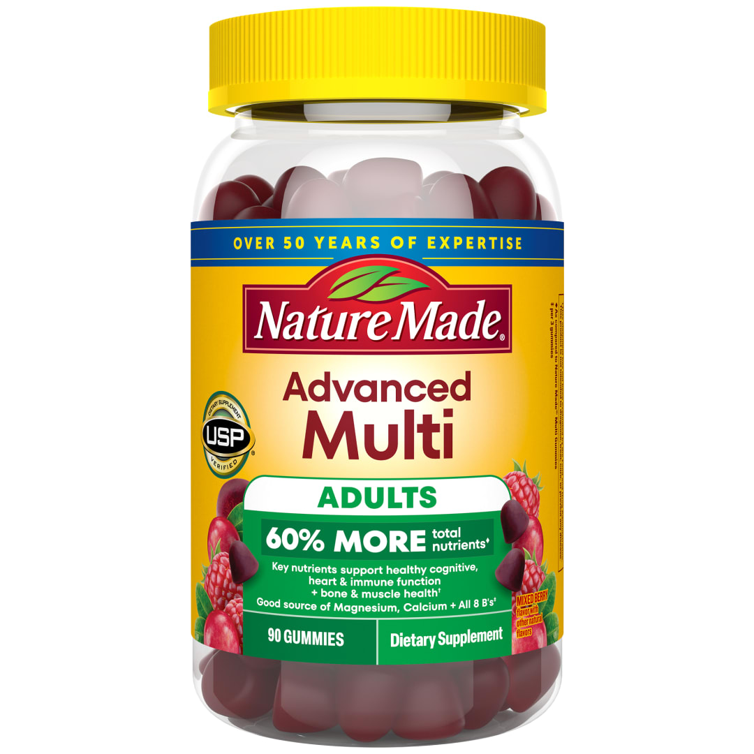 Nature Made Advanced Multivitamin Gummies For Adults, Womens and Mens Multivitamin Gummies with Magnesium Citrate, Calcium & B Vitamins, Daily Support, 90 Gummies, 30 Day Supply