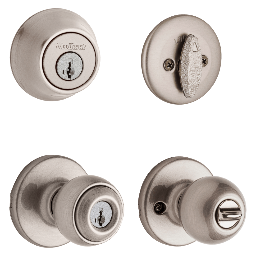Polo Doorknob Combo Pack in Satin Nickel featuring SmartKey Security