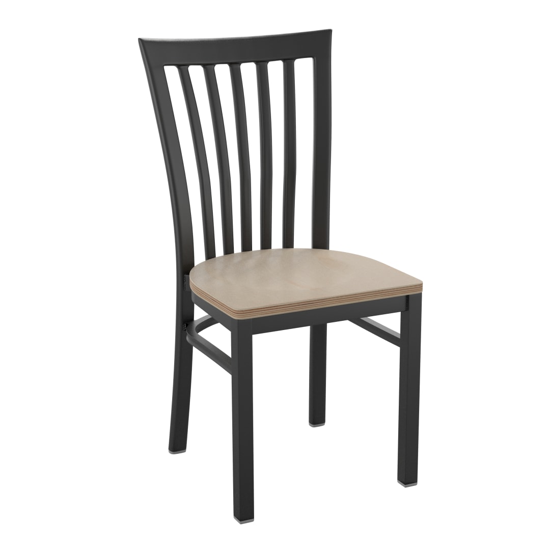 HERCULES Series Black School House Back Metal Restaurant Chair - Antique White Wood Seat