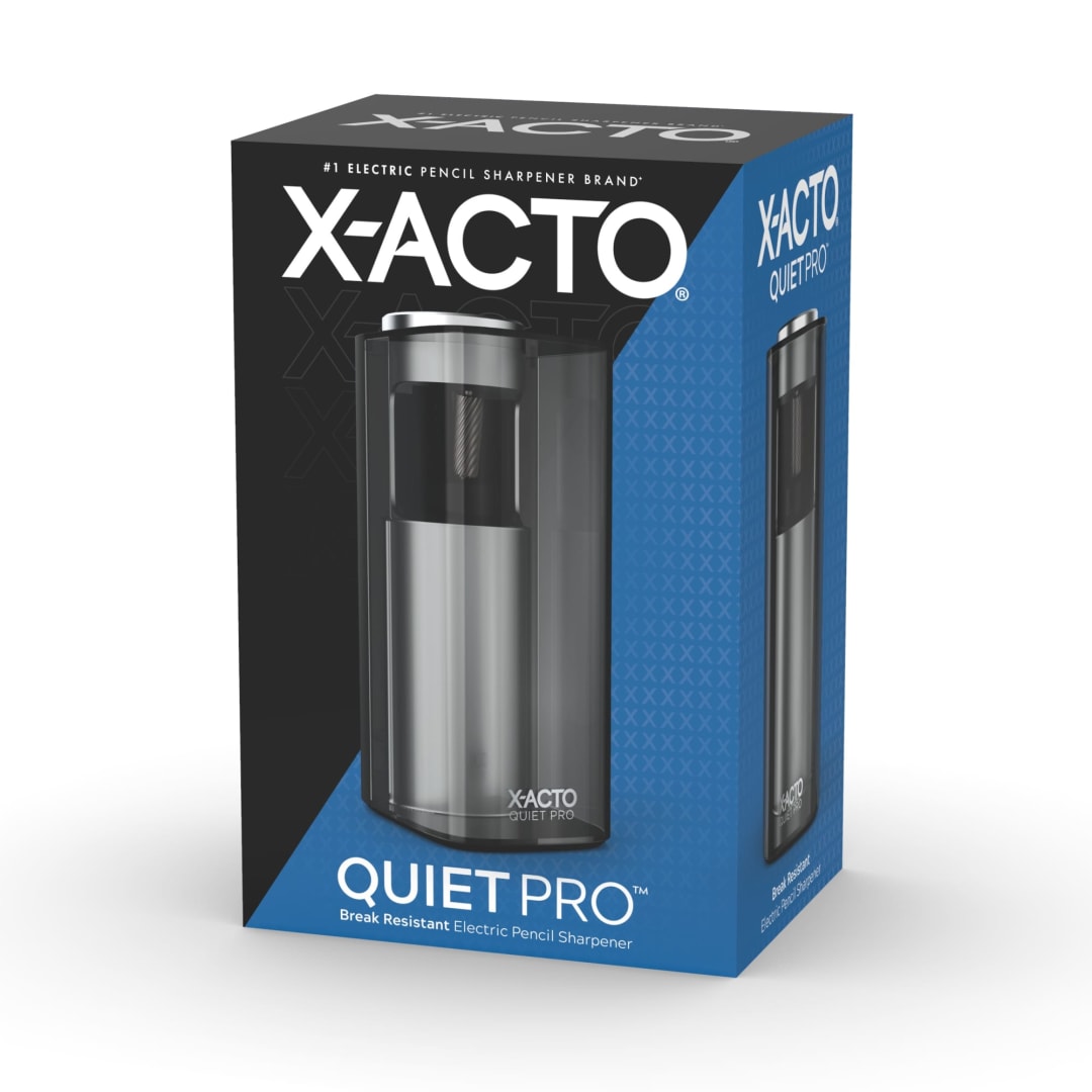 X-ACTO® Pencil Sharpener, Quiet Pro Electric Pencil Sharpener, Auto-Adjust Dial, SafeStart Motor, SmartStop, Black, 1 Count