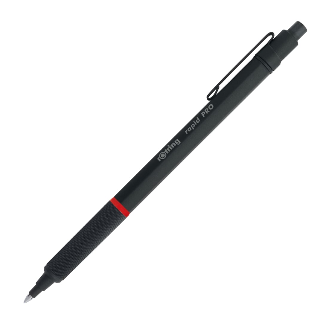 rOtring Rapid Pro Retractable Ballpoint Technical Drawing Pen | Medium Point | Blue Ink | Black Full-Metal Body