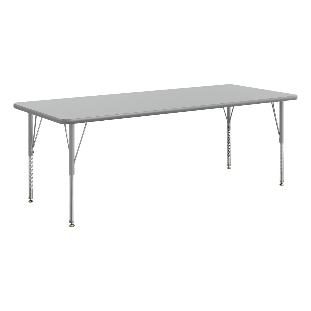 Wren 72" x 30" Adjustable Height Activity Table, Thermal Laminate Top, Short Legs, Gray