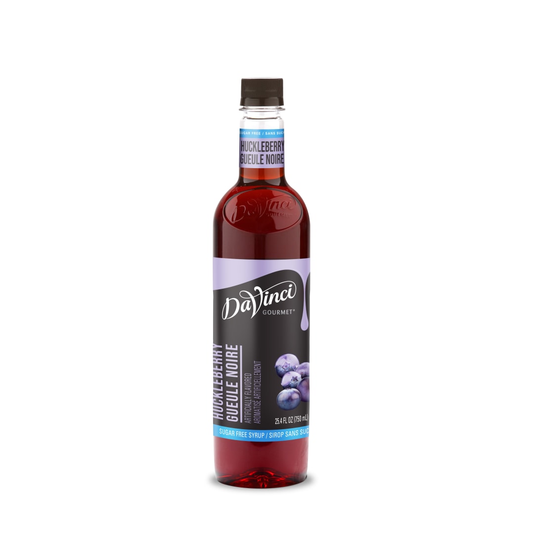 DaVinci Gourmet Sugar Free Huckleberry Syrup, Plastic Bottle, 4 x 750 mL