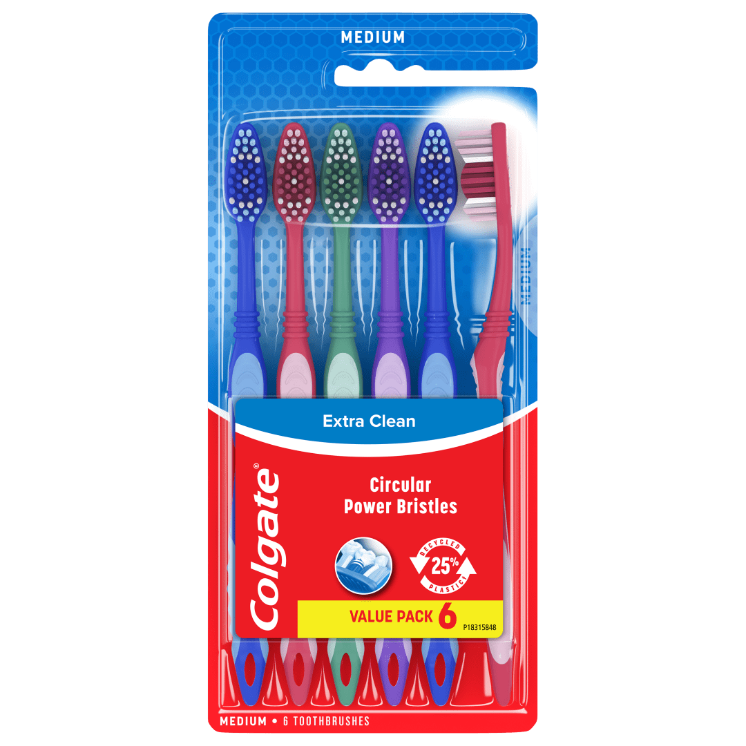 Colgate Extra Clean Full Head Medium Adult Manual Toothbrush, 6 pack