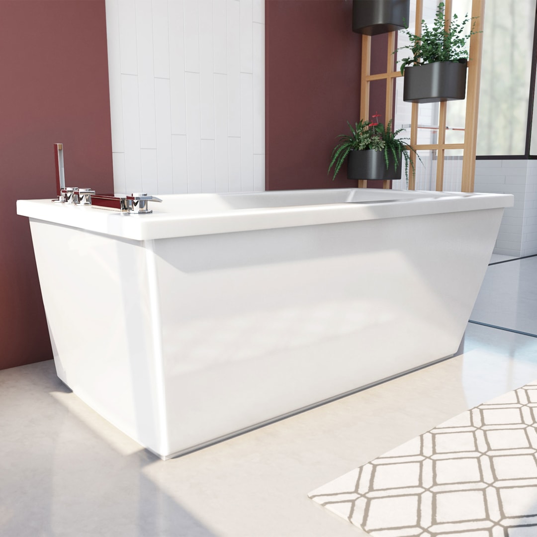 DreamLine Levantine 60 inch L x 23 inch H White Acrylic Freestanding Bathtub