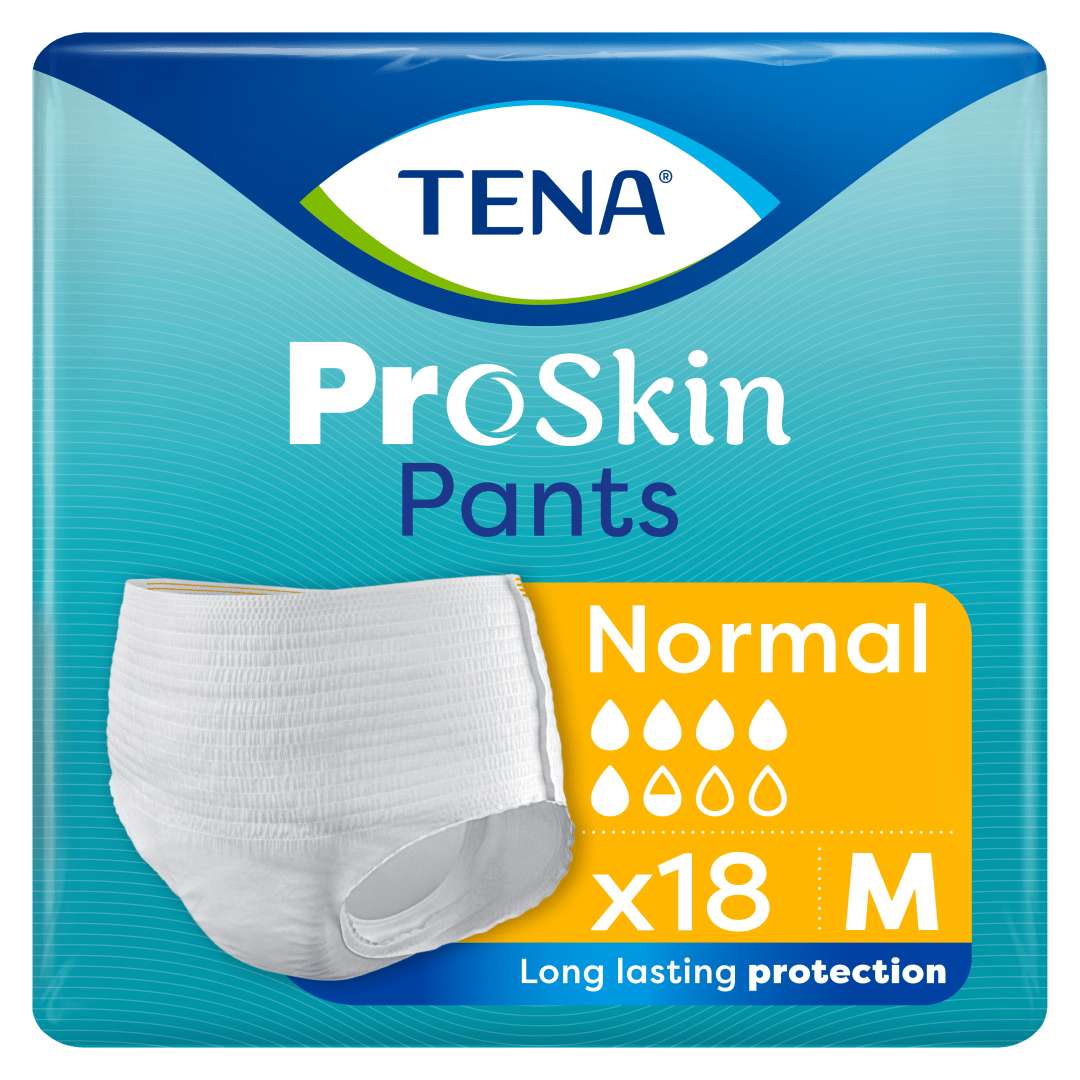 TENA ProSkin Pants Normal – Disposable Incontinence Underwear for Moderate to Heavy Leakage with Fast Absorption, Odour Control &amp; Triple Skin Protection - Medium, Pack of 18
