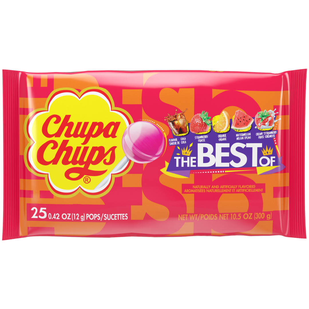 Chupa Chups The Best Of Lollipops Assorted Flavors 25 pc Laydown Bag