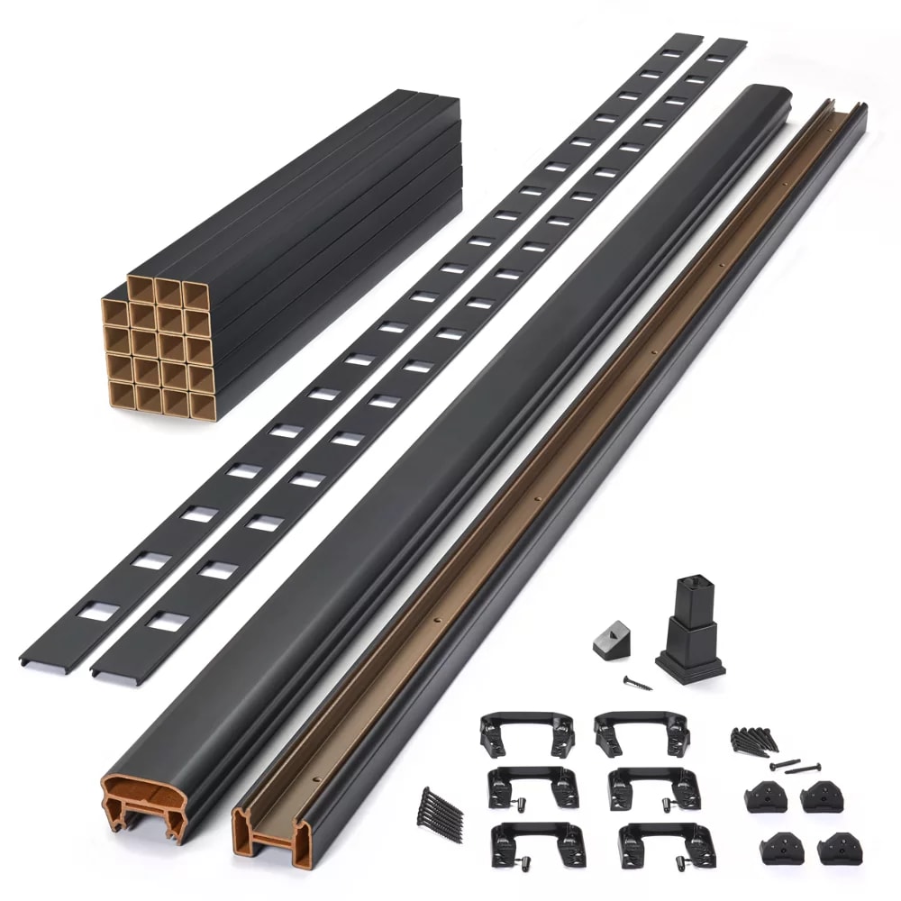 8-ft x 36-in Transcend Horizontal Rail Kit with Composite Balusters - Charcoal Black Full Span