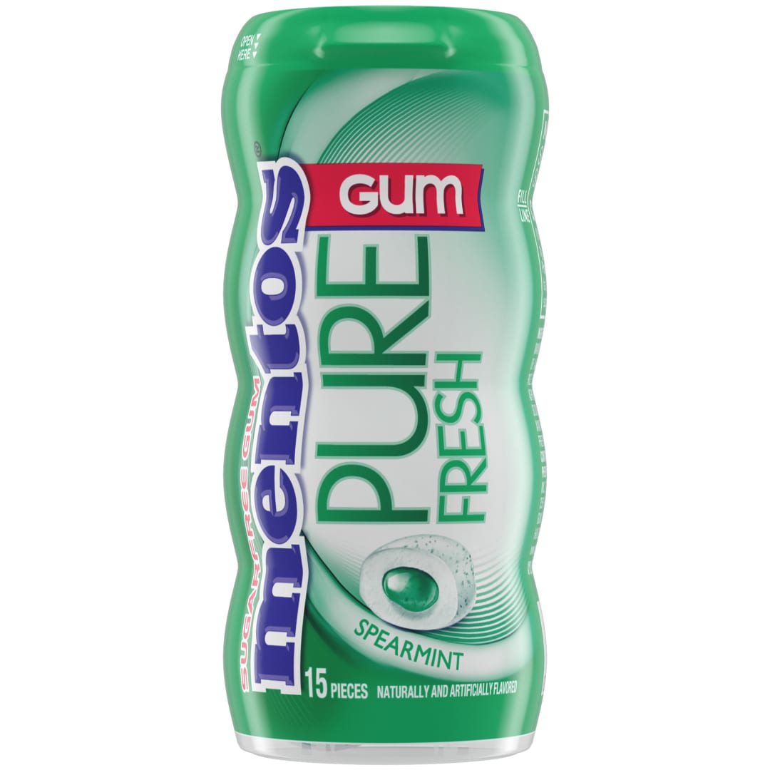Mentos Gum Pure Fresh Sugar Free Chewing Gum Spearmint 15 pc Pocket Bottle