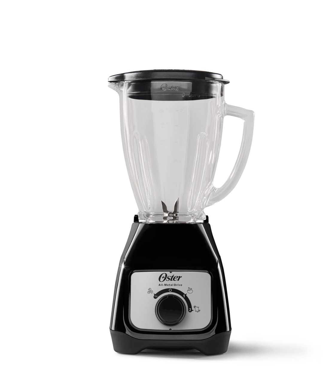 Oster® Licuadora con Motor Duradero, Control de Perilla, y Cuchillas que Trituran Hielo, 2 Velocidades, Capacidad de 1.5 Lt , Negro, BLSTKAGBRD