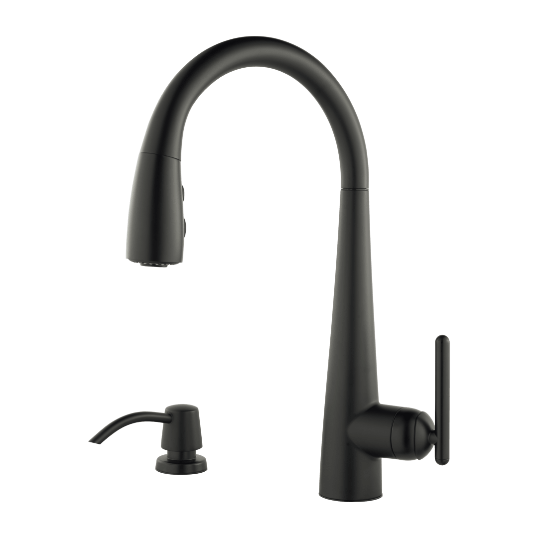 Lita 1-Handle Pull-Down Kitchen Faucet with Soap Dispenser in Matte Black