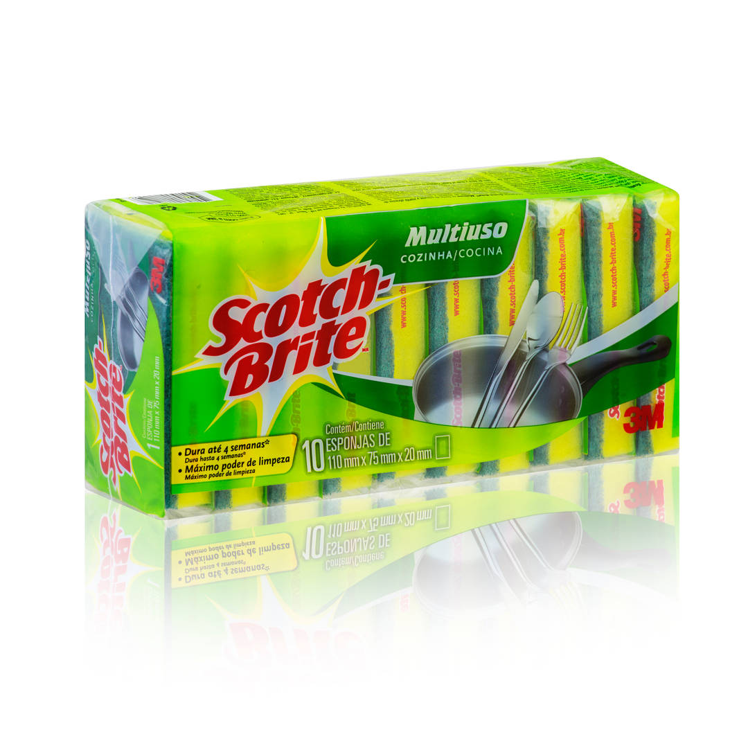 Esponja de Limpeza Pesada Scotch-Brite®, Pacotes com 10 esponjas unitárias