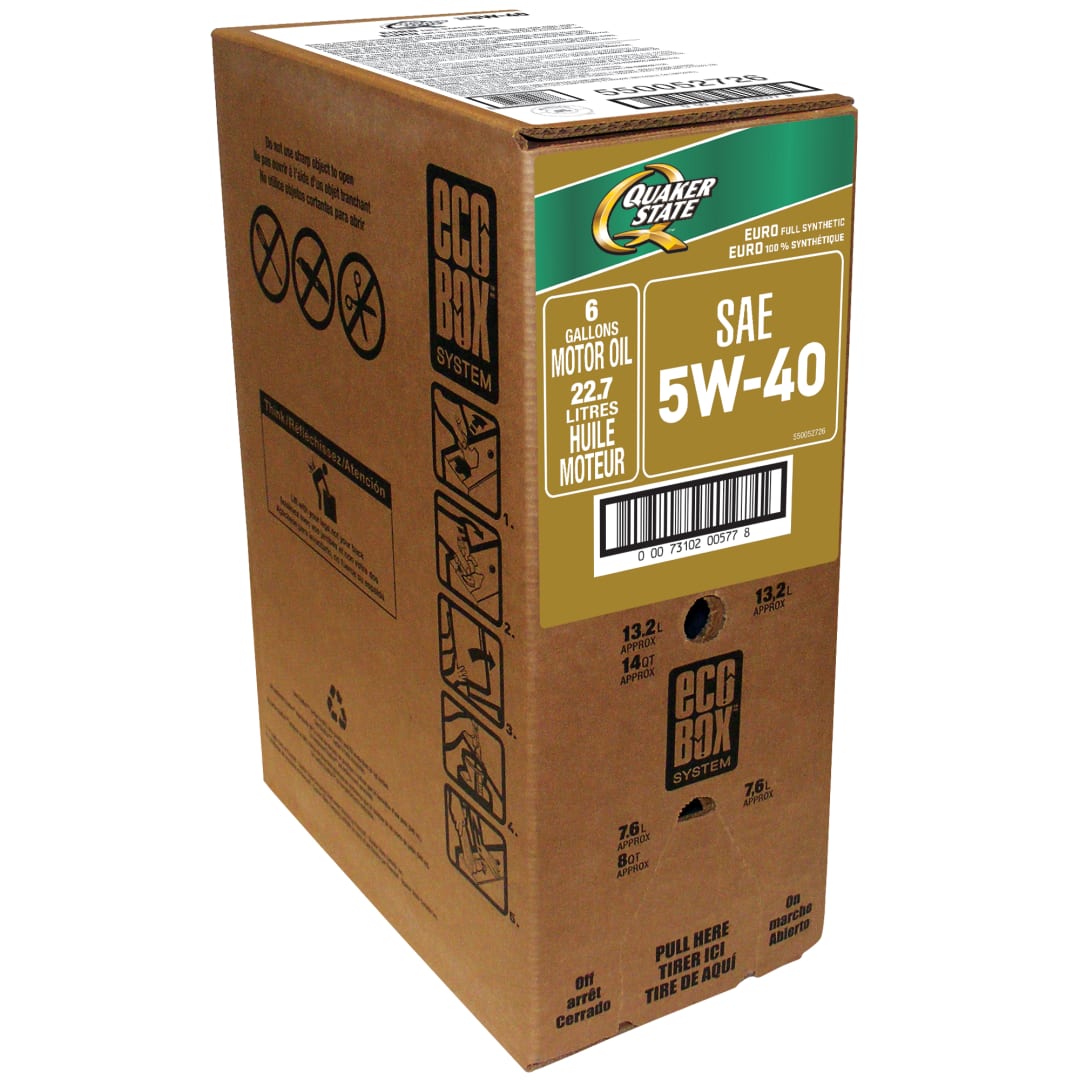 Quaker State Euro Full Synthetic 5W-40 Motor Oil, 24 Quart Ecobox
