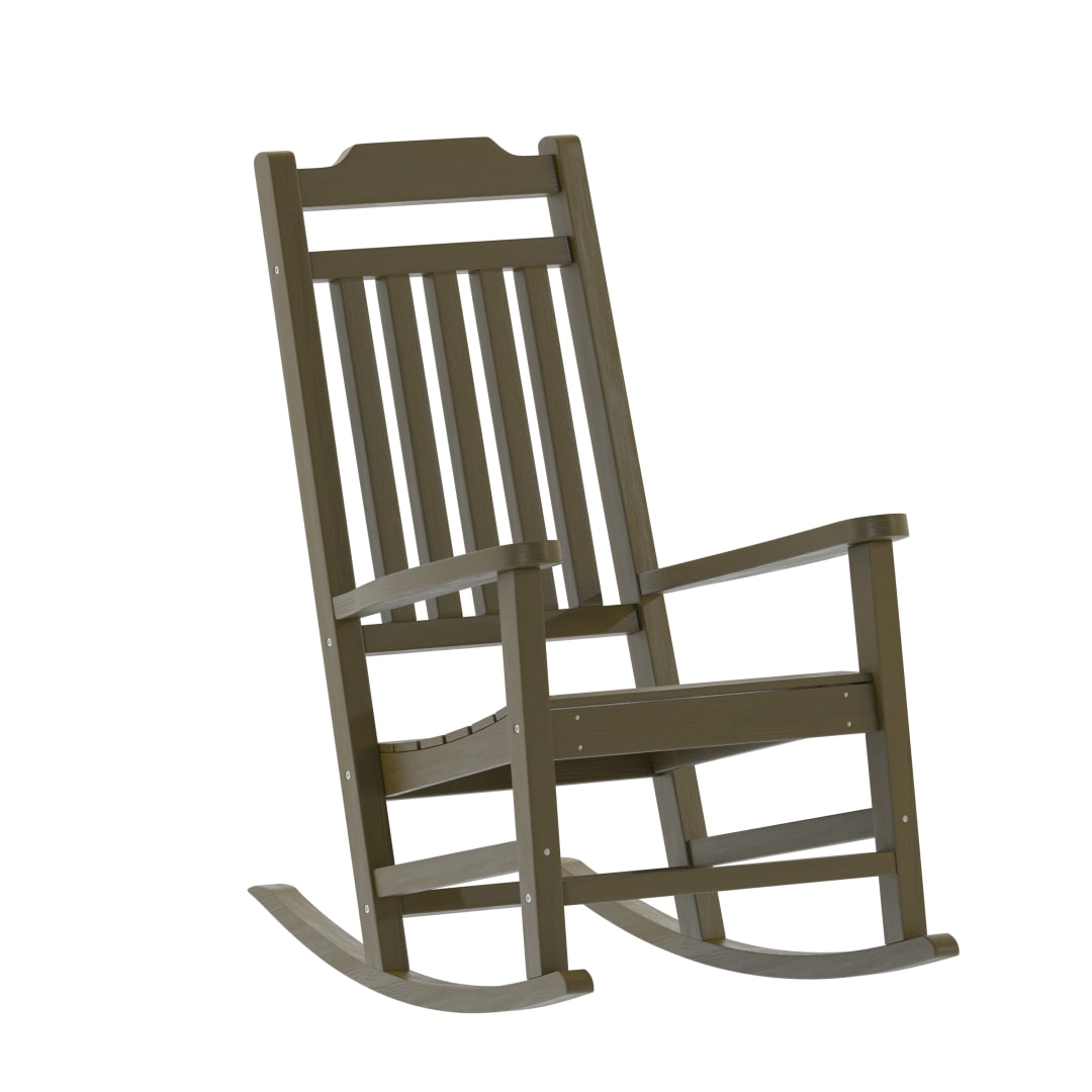 Winston All-Weather Poly Resin Rocking Chair in Mahogany
