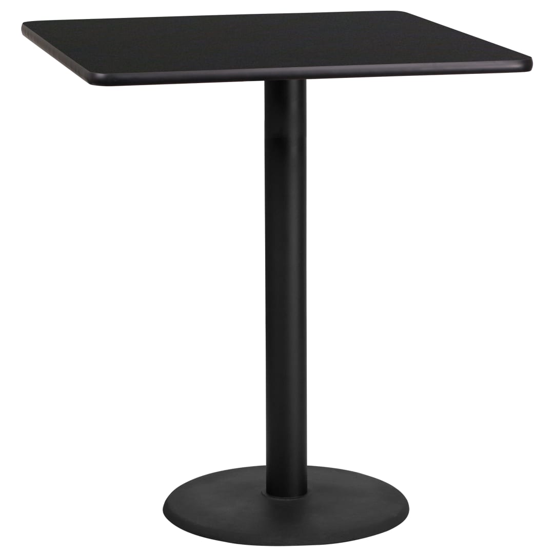 Stiles 36'' Square Black Laminate Table Top with 24'' Round Bar Height Table Base