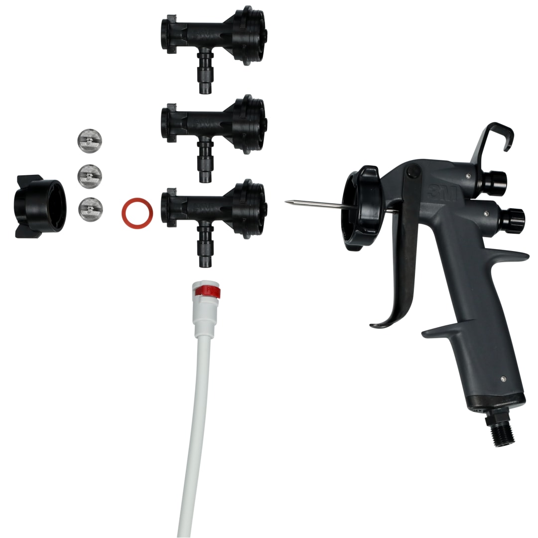 3M™ Hochleistungs-Sprühapplikatorset für wasserbasierte Zylinderflaschen, Spritzpistole, Düsenkörper (3), Kappe, Dichtung (2), Spitzen (3)